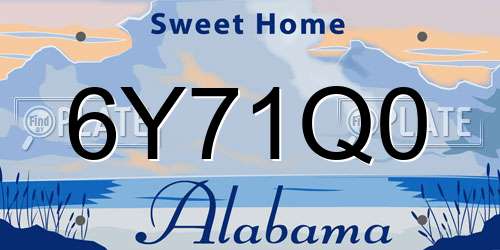 6Y71Q0 Alabama License Plate