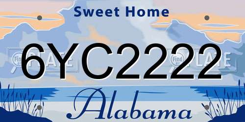 6YC2222 Alabama License Plate