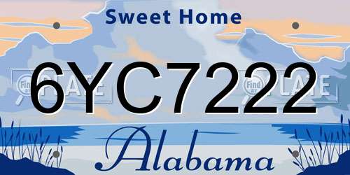 6YC7222 Alabama License Plate