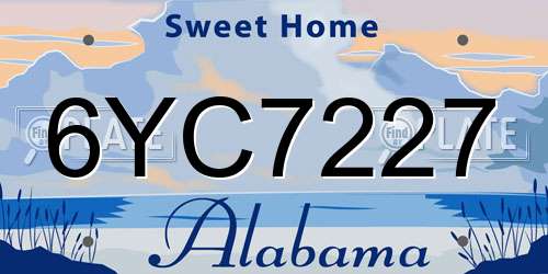 6YC7227 Alabama License Plate