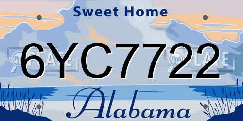 6YC7722 Alabama License Plate