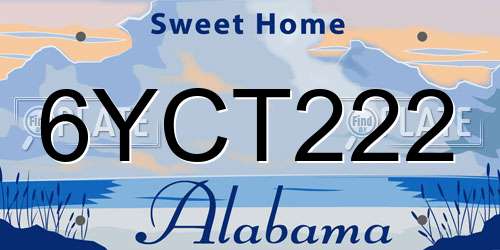 6YCT222 Alabama License Plate