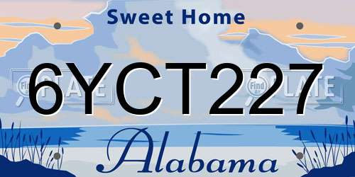 6YCT227 Alabama License Plate