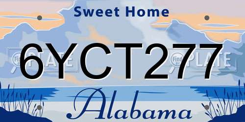 6YCT277 Alabama License Plate