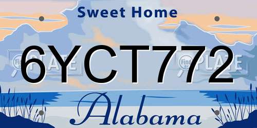 6YCT772 Alabama License Plate