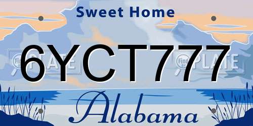 6YCT777 Alabama License Plate