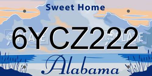 6YCZ222 Alabama License Plate