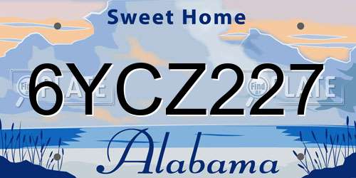 6YCZ227 Alabama License Plate