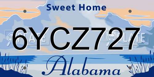 6YCZ727 Alabama License Plate