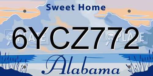 6YCZ772 Alabama License Plate