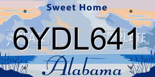 6YDL641 Alabama License Plate