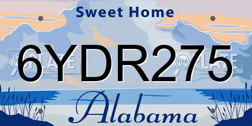 6YDR275 Alabama License Plate