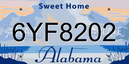 6YF8202 Alabama License Plate