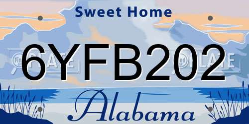 6YFB202 Alabama License Plate