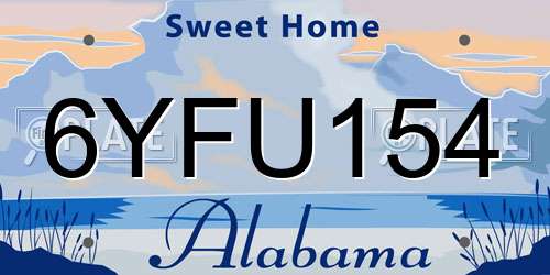 6YFU154 Alabama License Plate