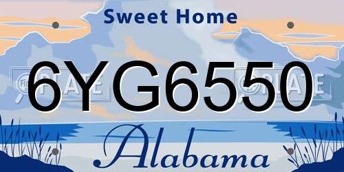 6YG6550 Alabama License Plate