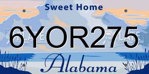 6YOR275 Alabama License Plate