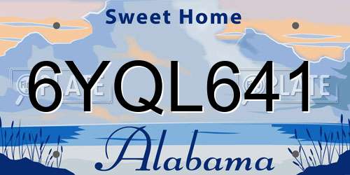 6YQL641 Alabama License Plate