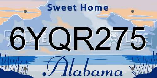 6YQR275 Alabama License Plate