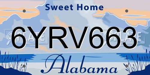 6YRV663 Alabama License Plate