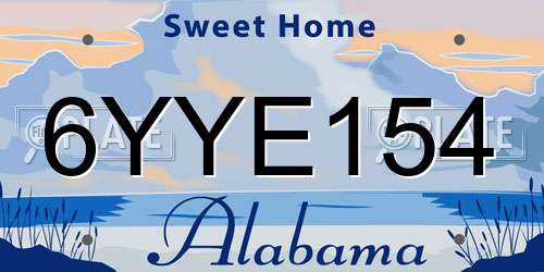 6YYE154 Alabama License Plate