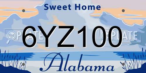 6YZ100 Alabama License Plate