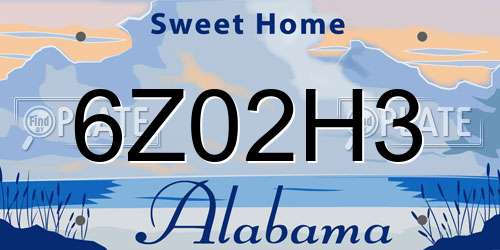 6Z02H3 Alabama License Plate