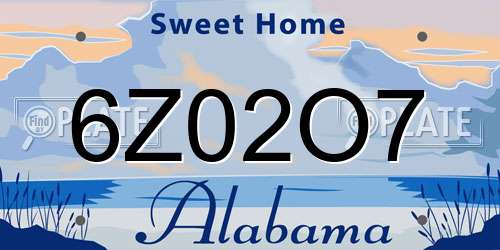 6Z02O7 Alabama License Plate