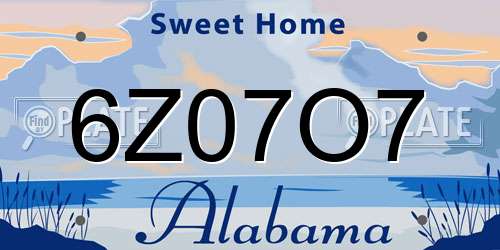 6Z07O7 Alabama License Plate