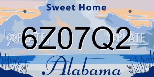 6Z07Q2 Alabama License Plate