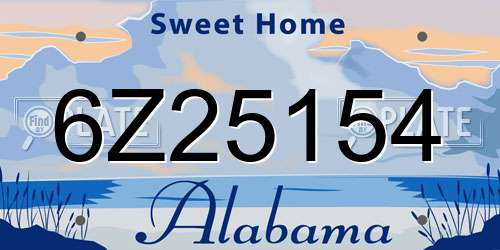 6Z25154 Alabama License Plate
