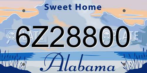 6Z28800 Alabama License Plate
