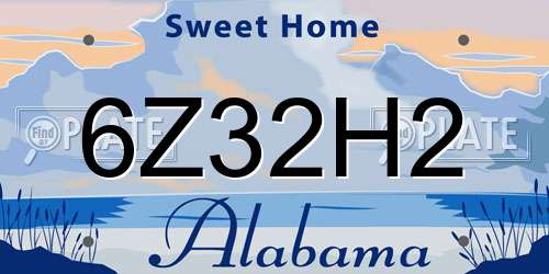 6Z32H2 Alabama License Plate