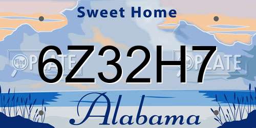 6Z32H7 Alabama License Plate