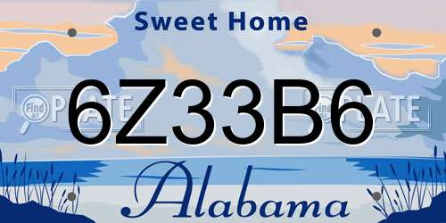 6Z33B6 Alabama License Plate