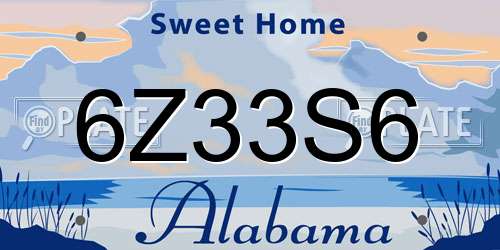 6Z33S6 Alabama License Plate