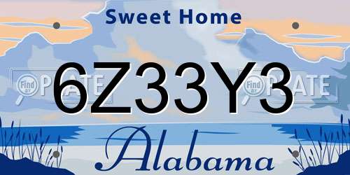 6Z33Y3 Alabama License Plate