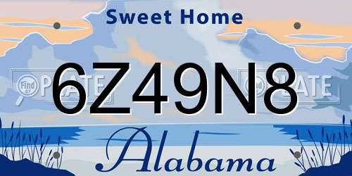 6Z49N8 Alabama License Plate
