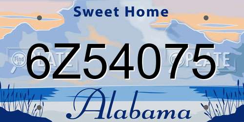 6Z54075 Alabama License Plate