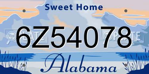 6Z54078 Alabama License Plate