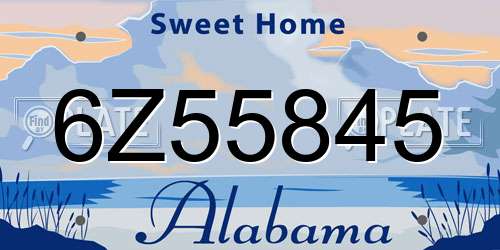 6Z55845 Alabama License Plate