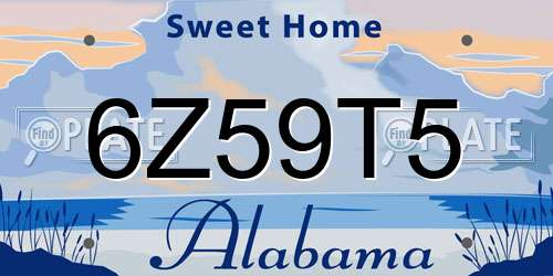 6Z59T5 Alabama License Plate