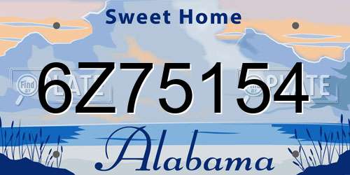 6Z75154 Alabama License Plate