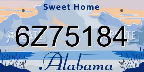 6Z75184 Alabama License Plate