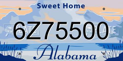 6Z75500 Alabama License Plate