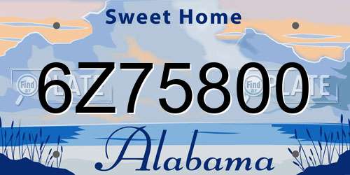 6Z75800 Alabama License Plate