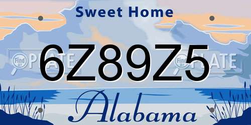 6Z89Z5 Alabama License Plate