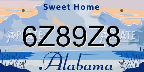6Z89Z8 Alabama License Plate
