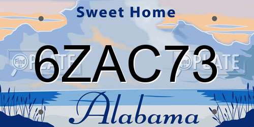 6ZAC73 Alabama License Plate