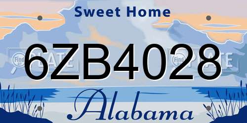 6ZB4028 Alabama License Plate